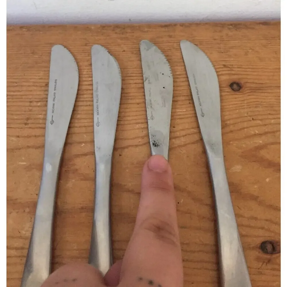 Set Of 4 Vtg Hackman Finland Stainless Steel Butter Knives Silverware Flatware